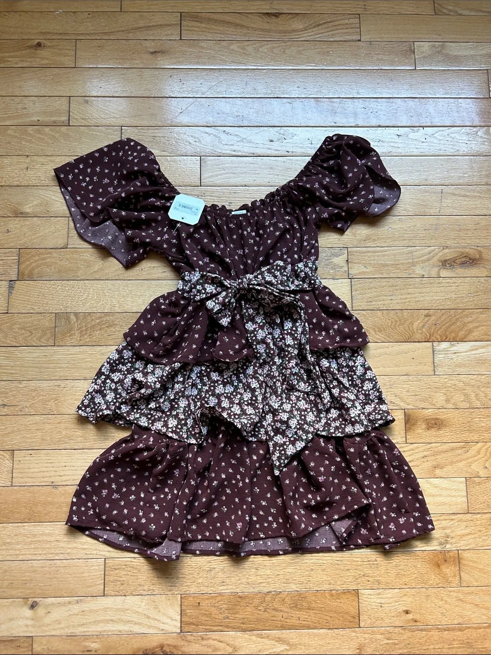 Altar'd State Girls' Brown Floral Tiered Dress